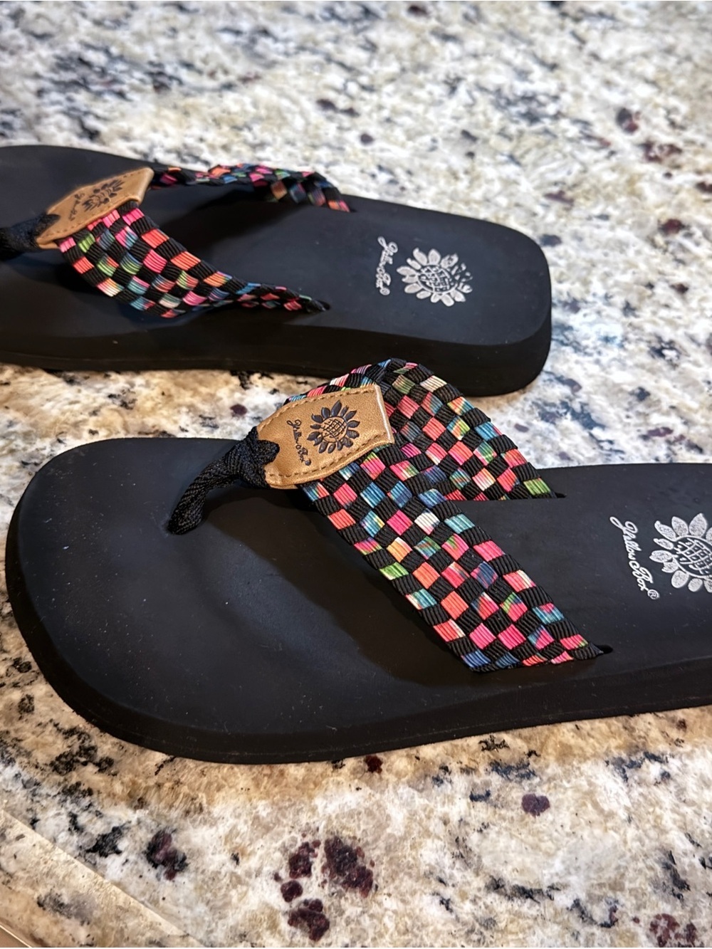 Yellow Box Multicolor Woven Platform Flip Flop Sandals Boho Comfort Size 7 - Picture 2 of 7